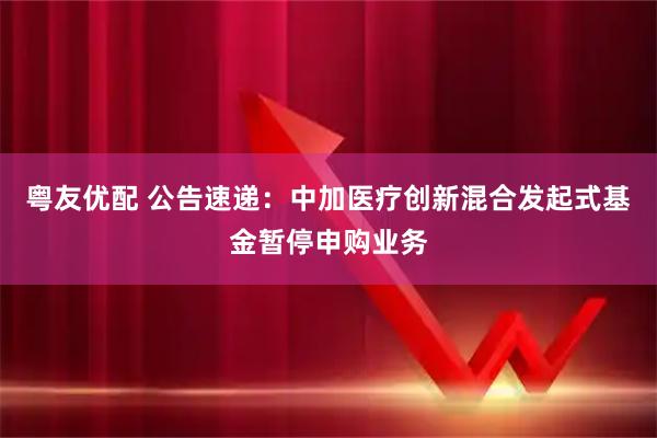 粤友优配 公告速递：中加医疗创新混合发起式基金暂停申购业务